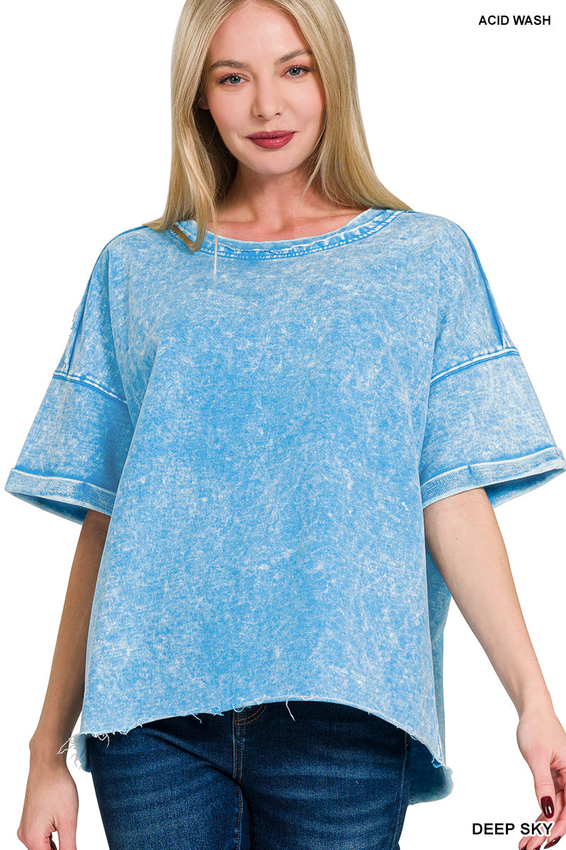 French Terry Acid Washed Tee Shirts